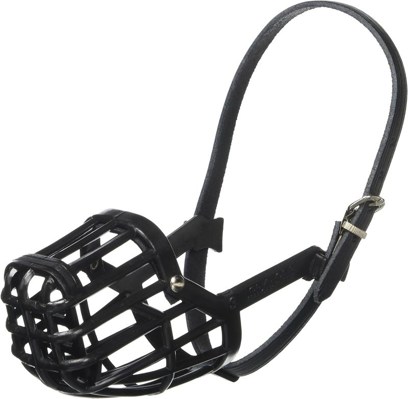 OmniPet Leather Brothers Italian Basket Dog Muzzle, Adjustable Secure Fit, Comfortable Design, Training and Safety, Averts Biting, Prevents Chewing and Scavenging, Perfect for Grooming - Black, Size 4